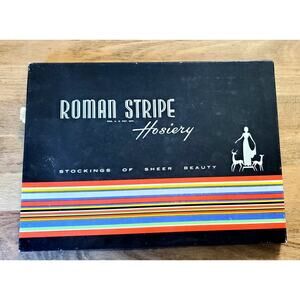 Vintage Stockings ROMAN STRIPE Hosiery BOX ONLY 1940-1950 From Empire State Bldg